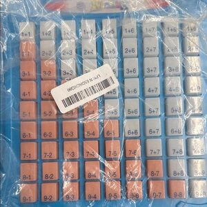 Math Addition Learning Grid Blocks - Blue, Peach